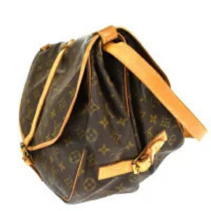 Louis Vuitton Saumur Leather Bag Shoulder Monogram Brown